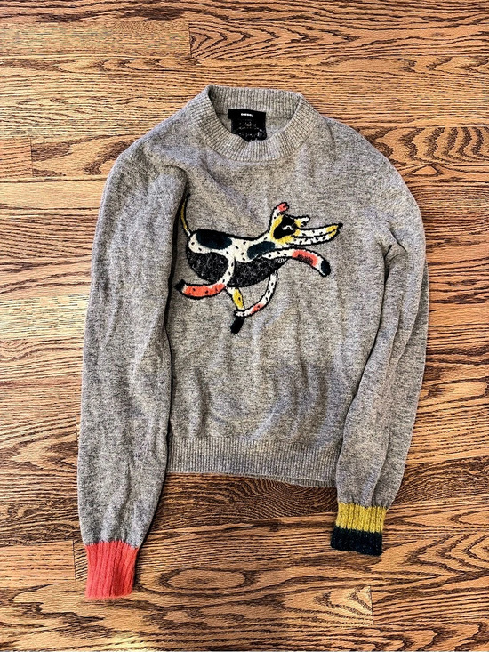 Diesel Sweaters - Diesel Gray Graphic Crewneck Alpaca Sweater Like New